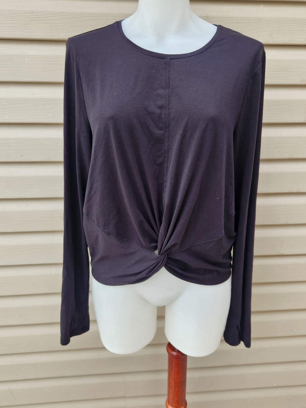 Athleta Front Knot Long Sleeve Top - Black Womens Small Activewear Athletic